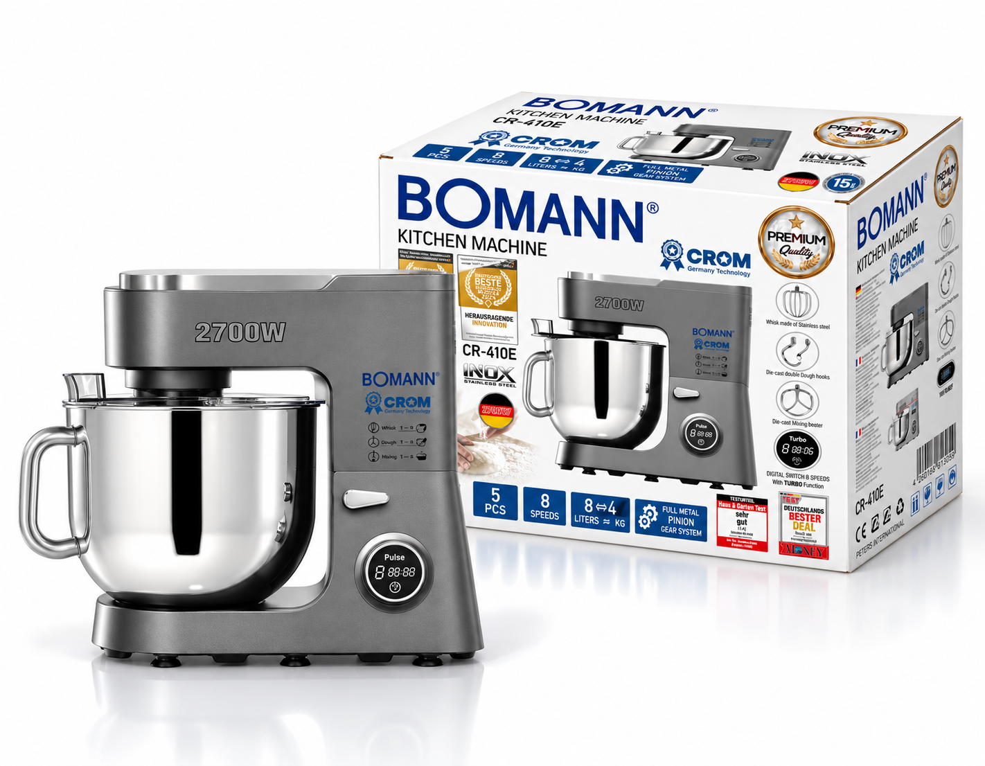 **عجانة BOMANN × CROM CR‑410E الرقمية – 2700W / 8L**