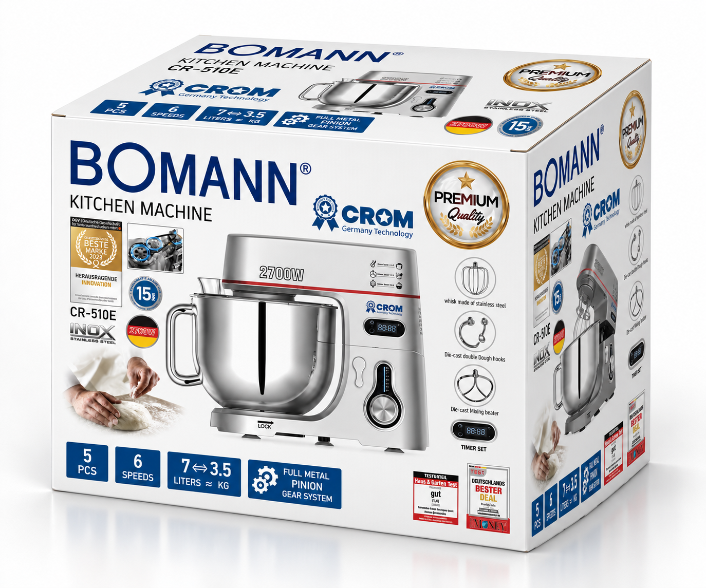 عجانة BOMANN × CROM CR‑510E المعدنية – 2700W / 7L