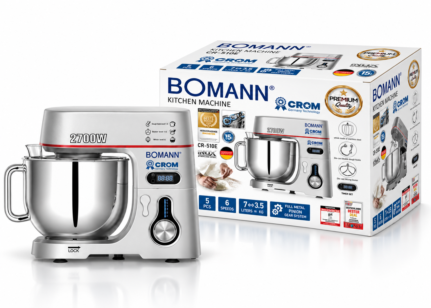 عجانة BOMANN × CROM CR‑510E المعدنية – 2700W / 7L