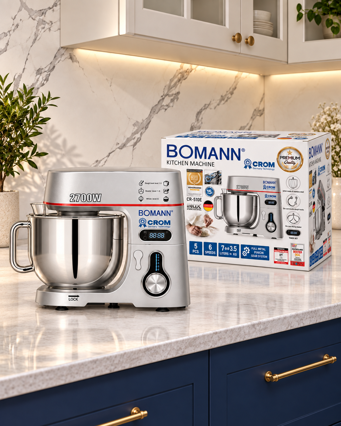 عجانة BOMANN × CROM CR‑510E المعدنية – 2700W / 7L