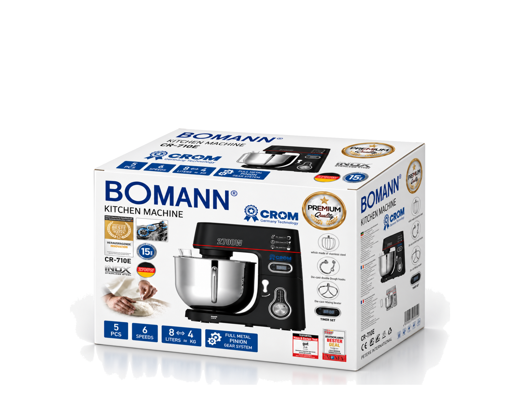 عجانة BOMANN × CROM CR‑710E المعدنية – قوة 2700W وسعة 8 لترات